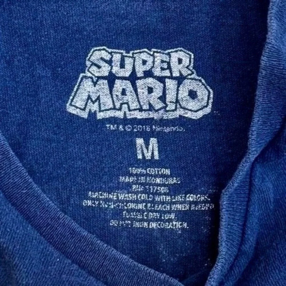 Nintendo Super Mario‎ Bros Kids Navy Blue Graphic T-Shirt Size M Retro Running